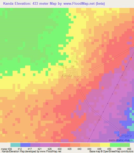 Kanda,Niger Elevation Map