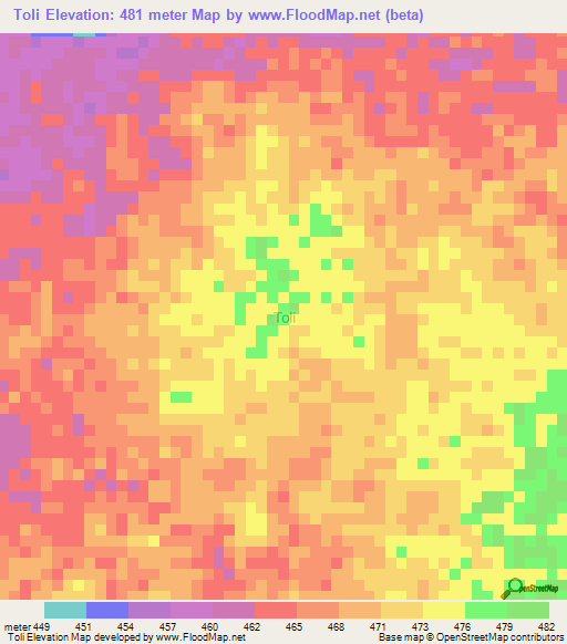 Toli,Niger Elevation Map