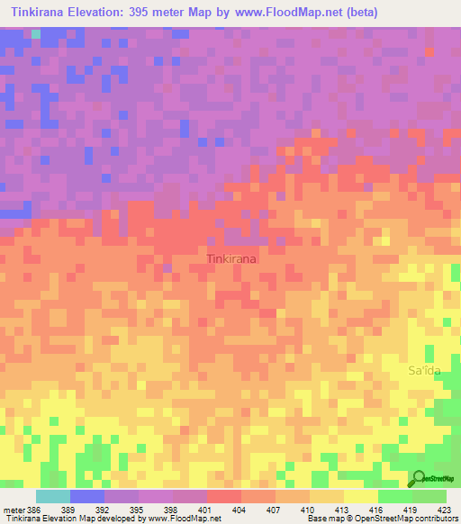 Tinkirana,Niger Elevation Map