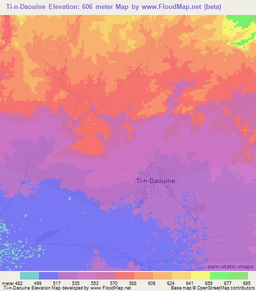 Ti-n-Daouine,Niger Elevation Map