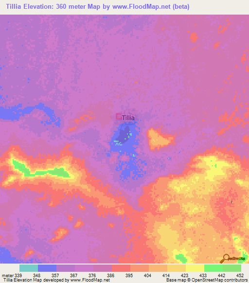 Tillia,Niger Elevation Map