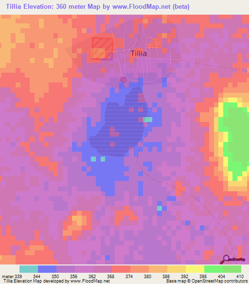 Tillia,Niger Elevation Map