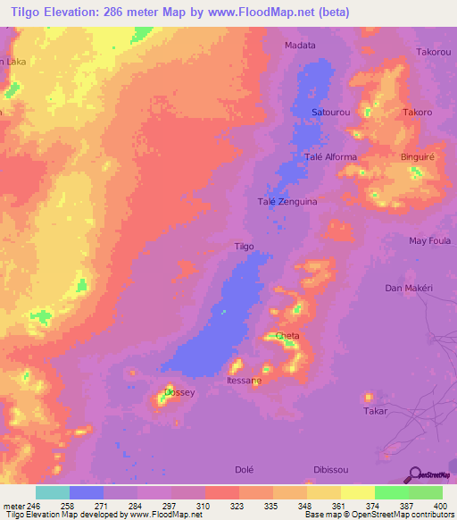 Tilgo,Niger Elevation Map