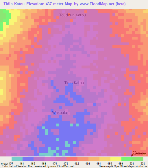 Tidin Katou,Niger Elevation Map