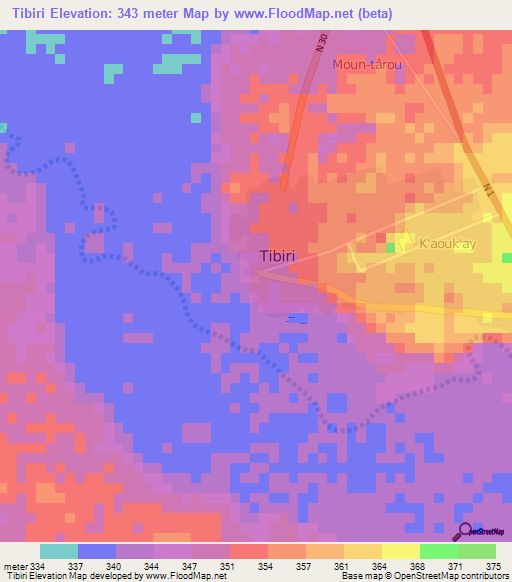 Tibiri,Niger Elevation Map