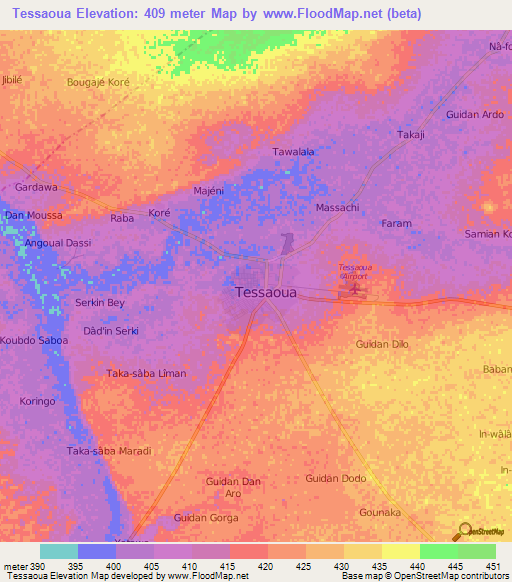 Tessaoua,Niger Elevation Map