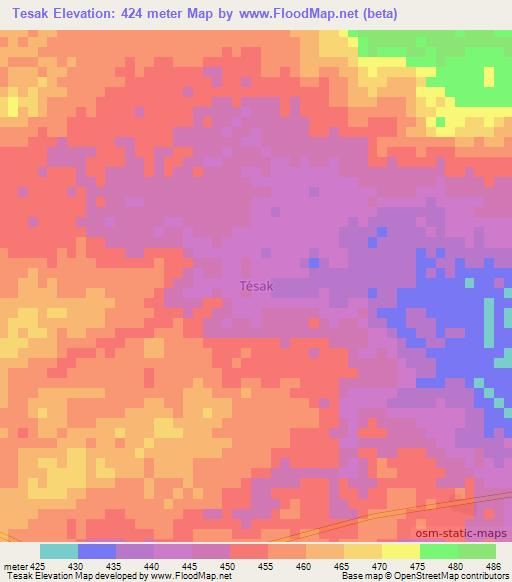 Tesak,Niger Elevation Map