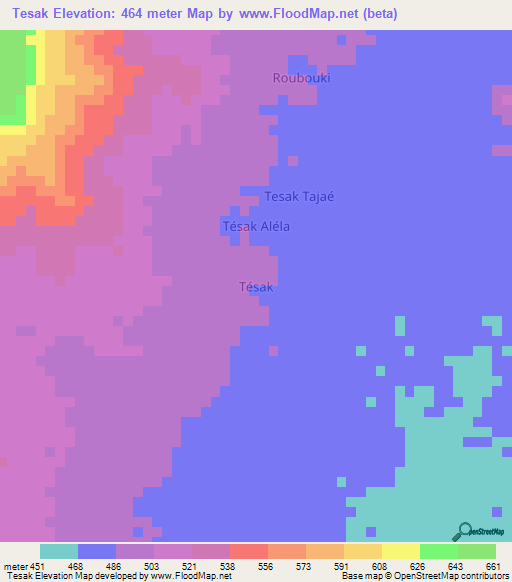 Tesak,Niger Elevation Map