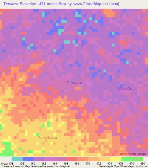 Terwaza,Niger Elevation Map