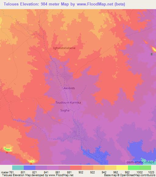 Teloues,Niger Elevation Map