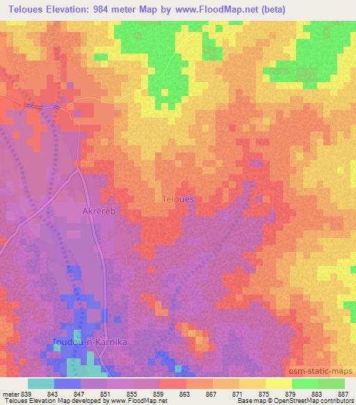 Teloues,Niger Elevation Map