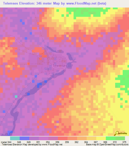 Telemses,Niger Elevation Map