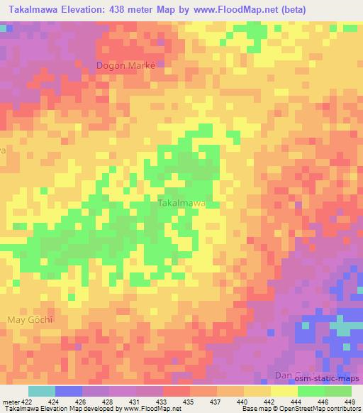 Takalmawa,Niger Elevation Map