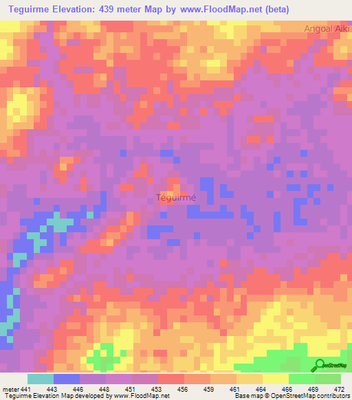 Teguirme,Niger Elevation Map