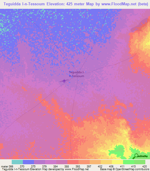 Teguidda I-n-Tessoum,Niger Elevation Map