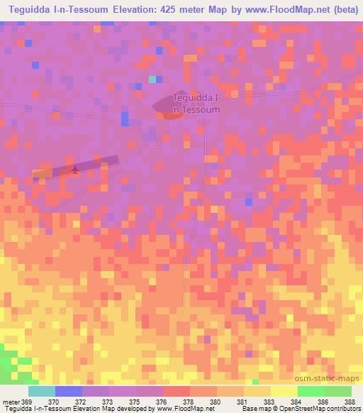 Teguidda I-n-Tessoum,Niger Elevation Map