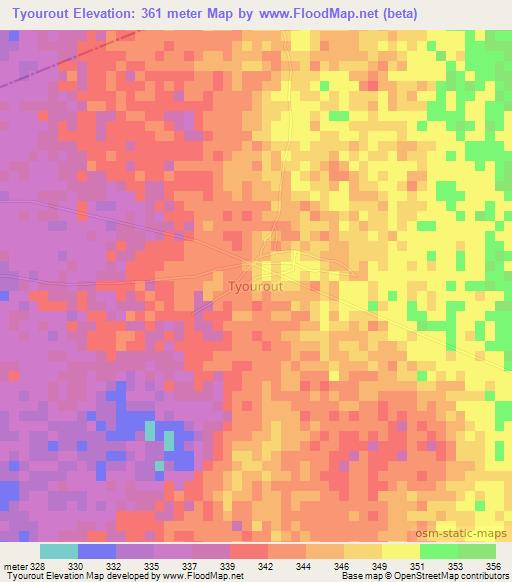 Tyourout,Niger Elevation Map