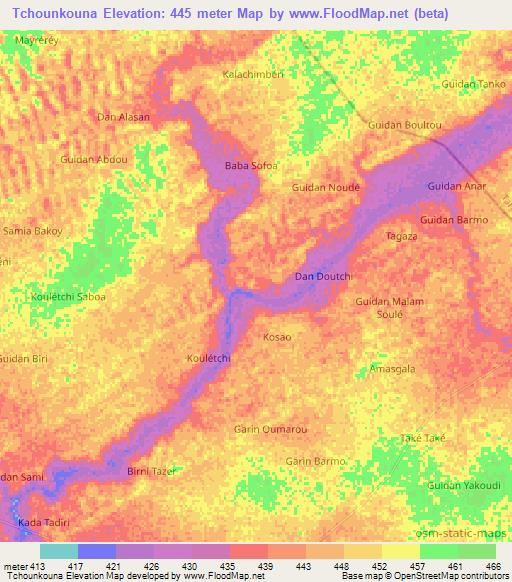 Tchounkouna,Niger Elevation Map