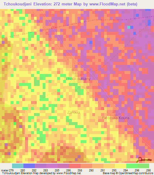 Tchoukoudjani,Niger Elevation Map