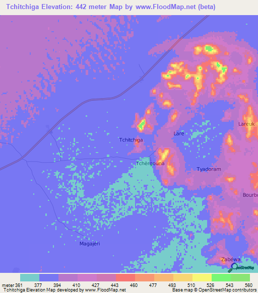 Tchitchiga,Niger Elevation Map