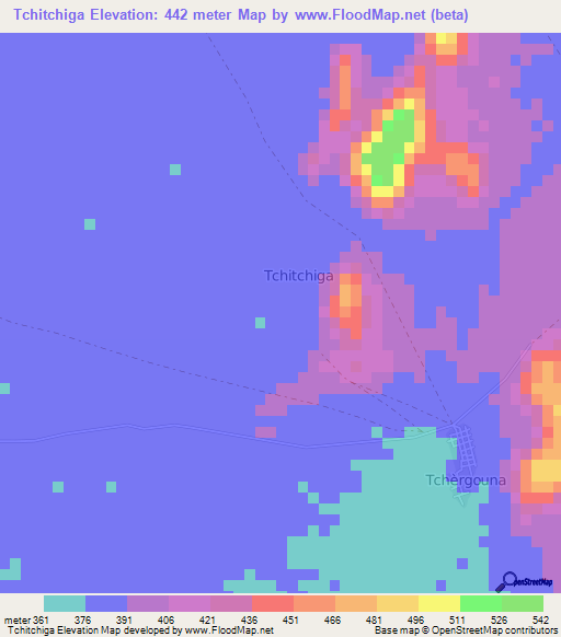 Tchitchiga,Niger Elevation Map