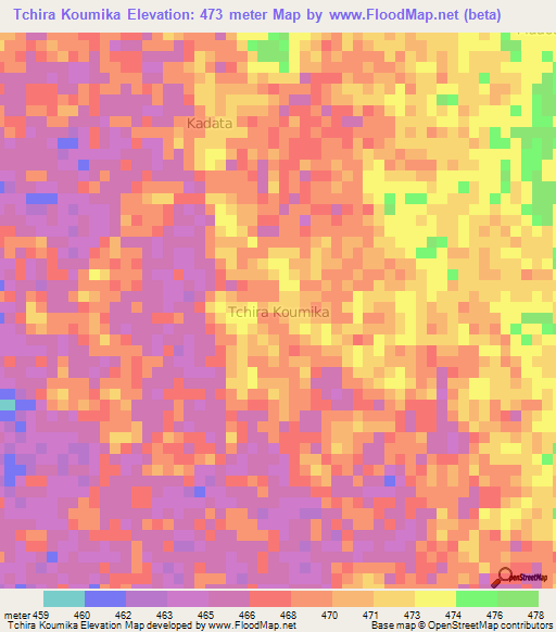 Tchira Koumika,Niger Elevation Map