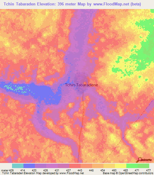 Tchin Tabaraden,Niger Elevation Map