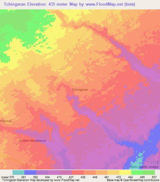 Tchingaran,Niger Elevation Map