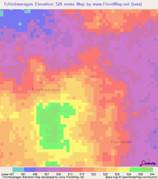 Tchinbwaragan,Niger Elevation Map