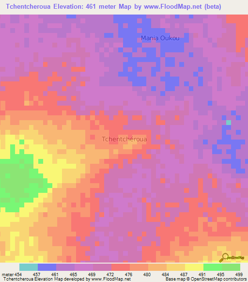 Tchentcheroua,Niger Elevation Map