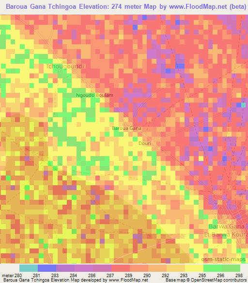 Baroua Gana Tchingoa,Niger Elevation Map