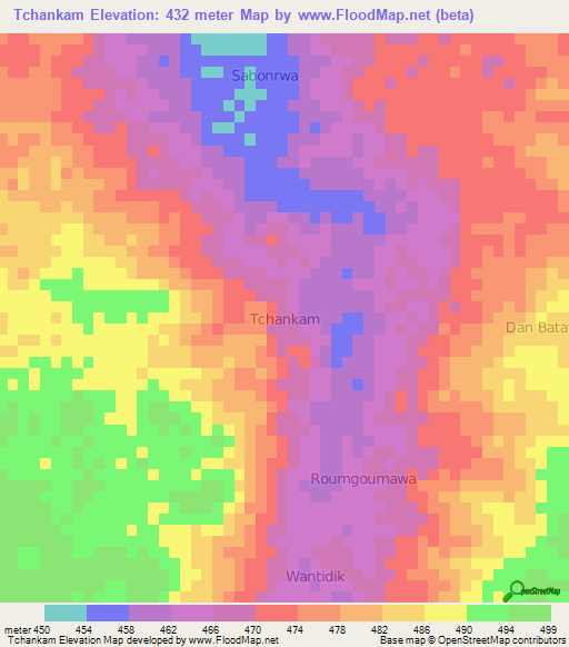 Tchankam,Niger Elevation Map