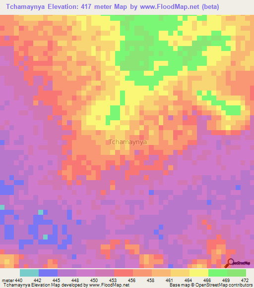 Tchamaynya,Niger Elevation Map