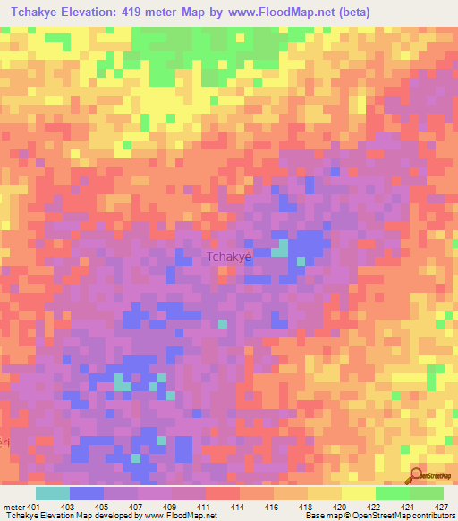 Tchakye,Niger Elevation Map