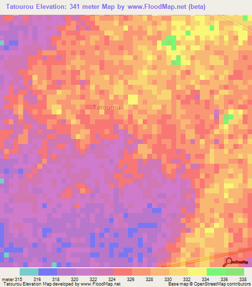 Tatourou,Niger Elevation Map