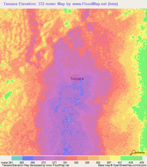 Tassara,Niger Elevation Map