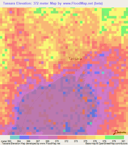 Tassara,Niger Elevation Map