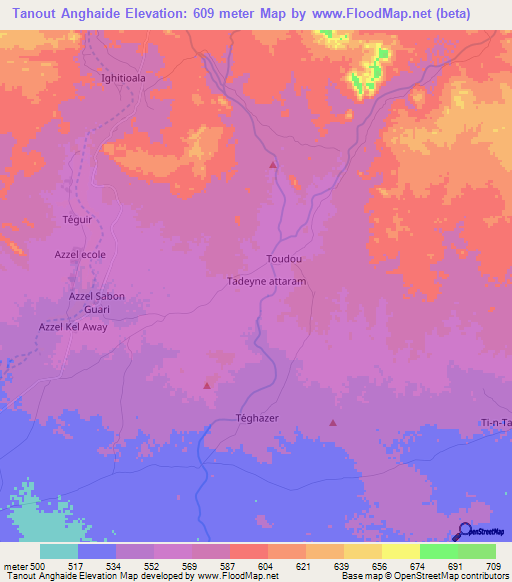 Tanout Anghaide,Niger Elevation Map