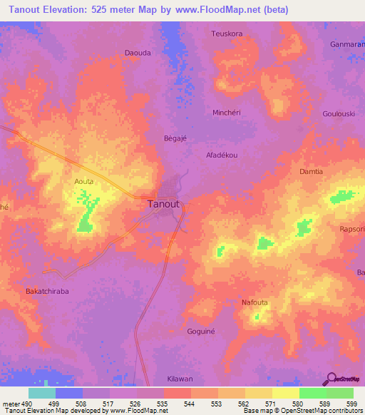 Tanout,Niger Elevation Map