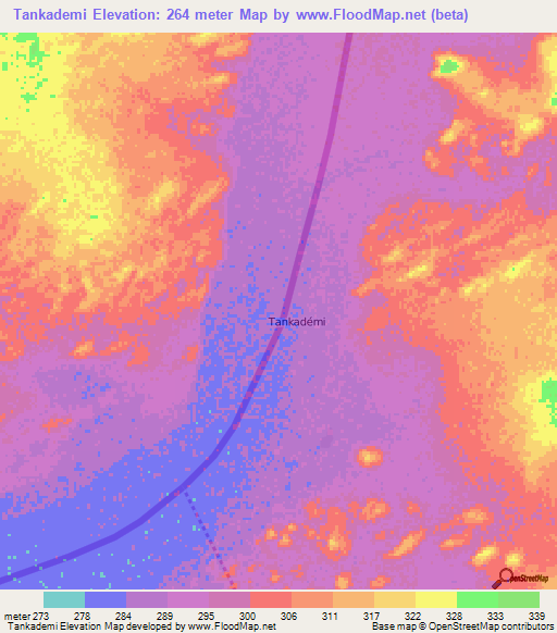 Tankademi,Niger Elevation Map