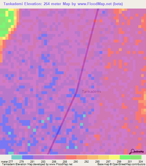 Tankademi,Niger Elevation Map