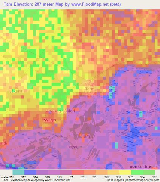 Tam,Niger Elevation Map