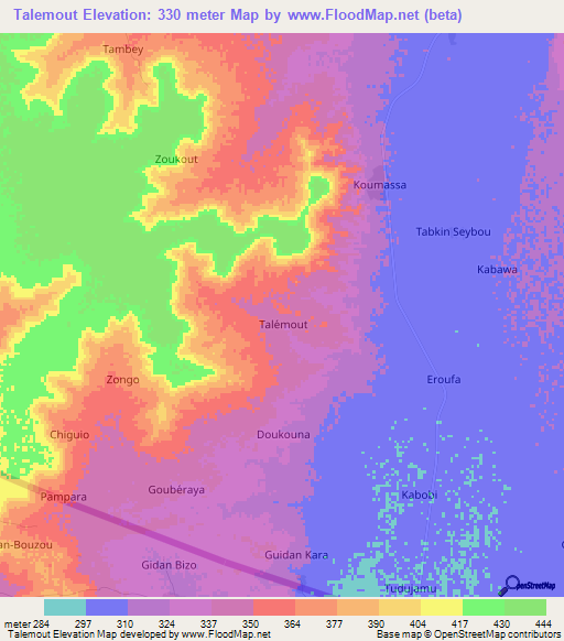 Talemout,Niger Elevation Map