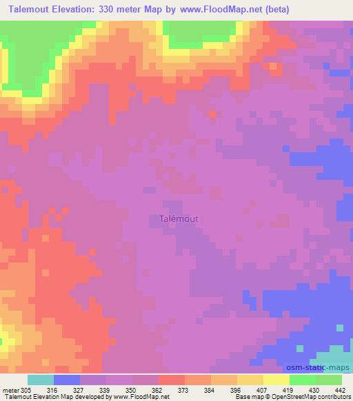 Talemout,Niger Elevation Map