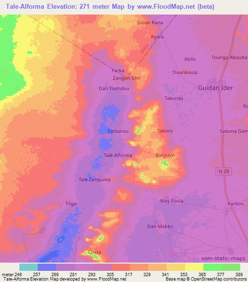 Tale-Alforma,Niger Elevation Map