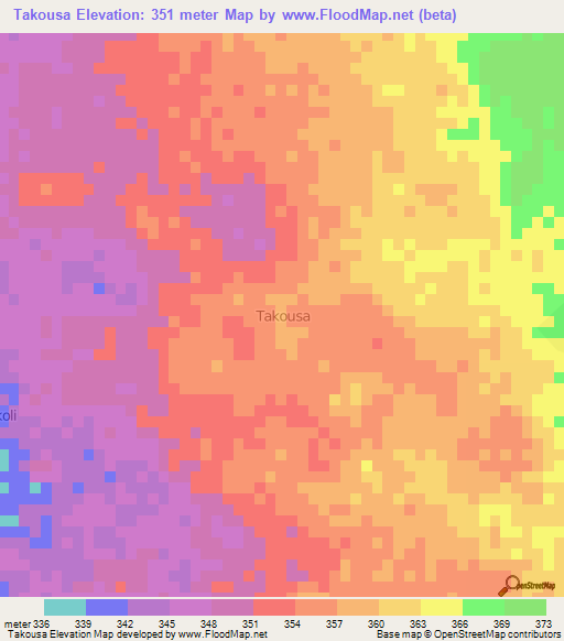 Takousa,Niger Elevation Map