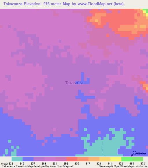 Takazanza,Niger Elevation Map