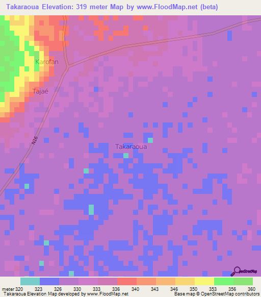 Takaraoua,Niger Elevation Map