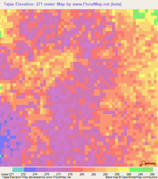 Tajae,Niger Elevation Map