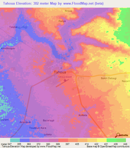 Tahoua,Niger Elevation Map